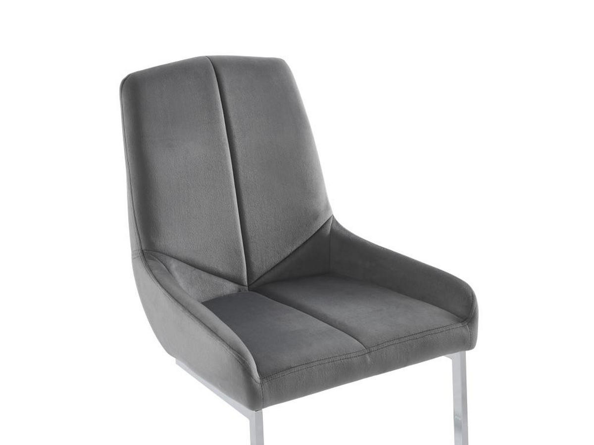 STUHL 2er-Set - Samt & Metall - Grau - BERLONA - Grau, Textil (58/96/53cm) - Vente-Unique