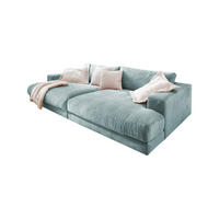 BIG SOFA XL MADELINE Hellblau Cord - Schwarz/Hellblau, Kunststoff/Textil (290/85/190cm) - KAWOLA