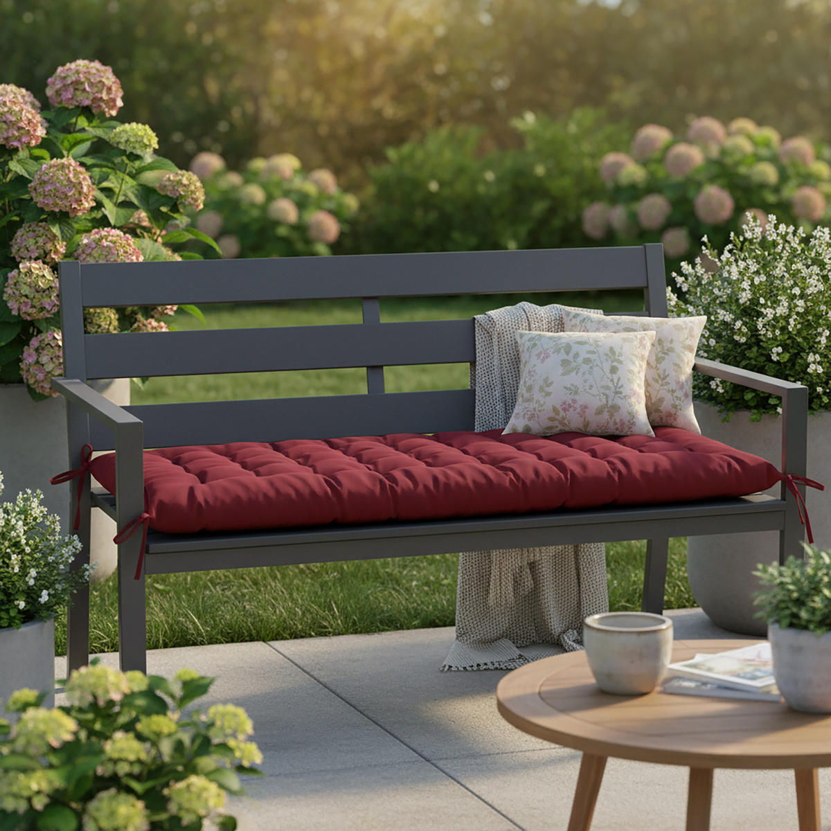 LAVIČKOVÝ sedák - tmavočervená, textil/plast (70/8/190cm) - Relaxdays