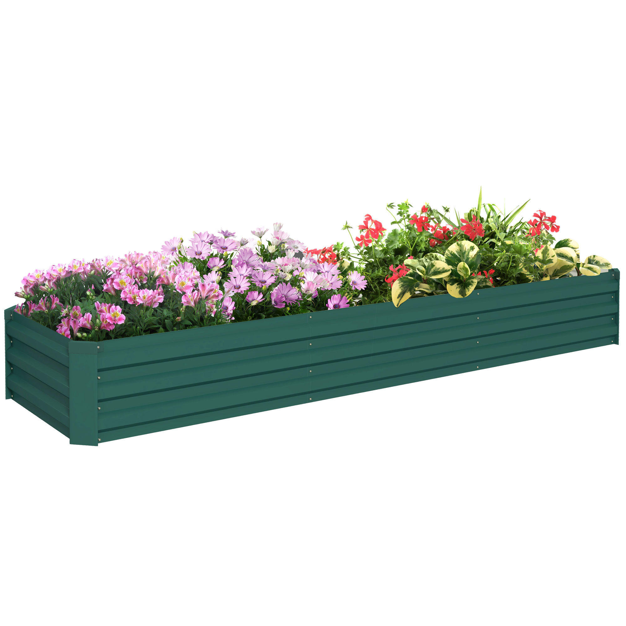 HOCHBEET DE-12224 rechteckig 240/60/30 cm mit offenem Boden Grün - Grün, Metall (240/30/60cm) - ComfortXL