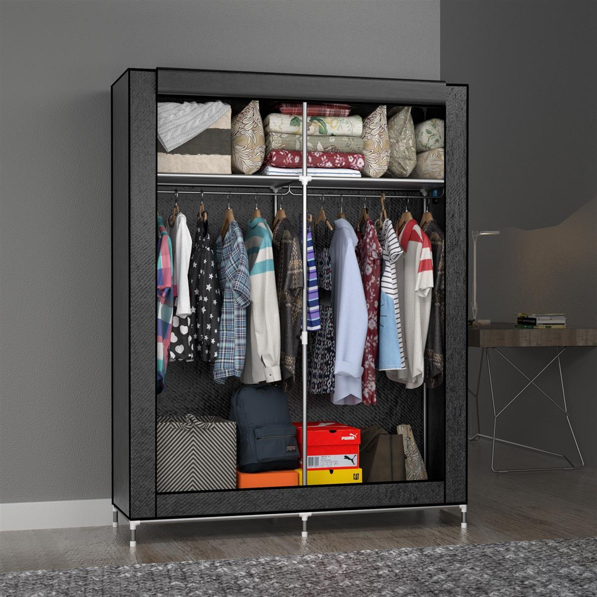 FALTSCHRANK - Grau, Textil (45/170/108cm) - Intirilife