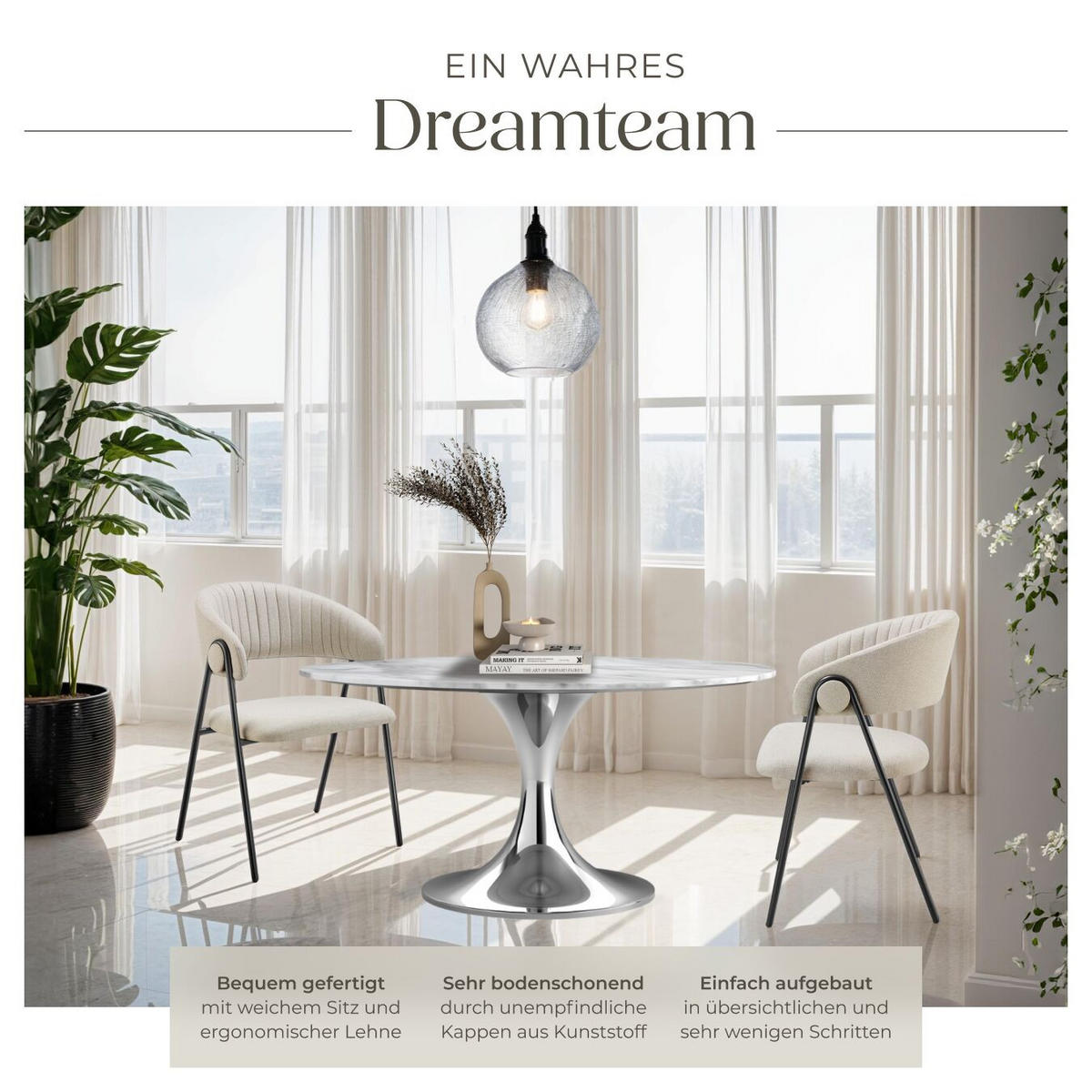 ARMLEHNSTUHL 4er Set Bedano 60 x 58 x 85 cm greige - Greige, Kunststoff (60/85/58cm) - tectake