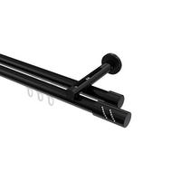 INNENLAUF-GARDINENSTANGEN-SET Siteno Zoena 360 cm (geteilt in 2 x 180 cm), 2-läufig, 20 mm Ø Schwarz - Schwarz, Metall (360cm) - INTERDECO