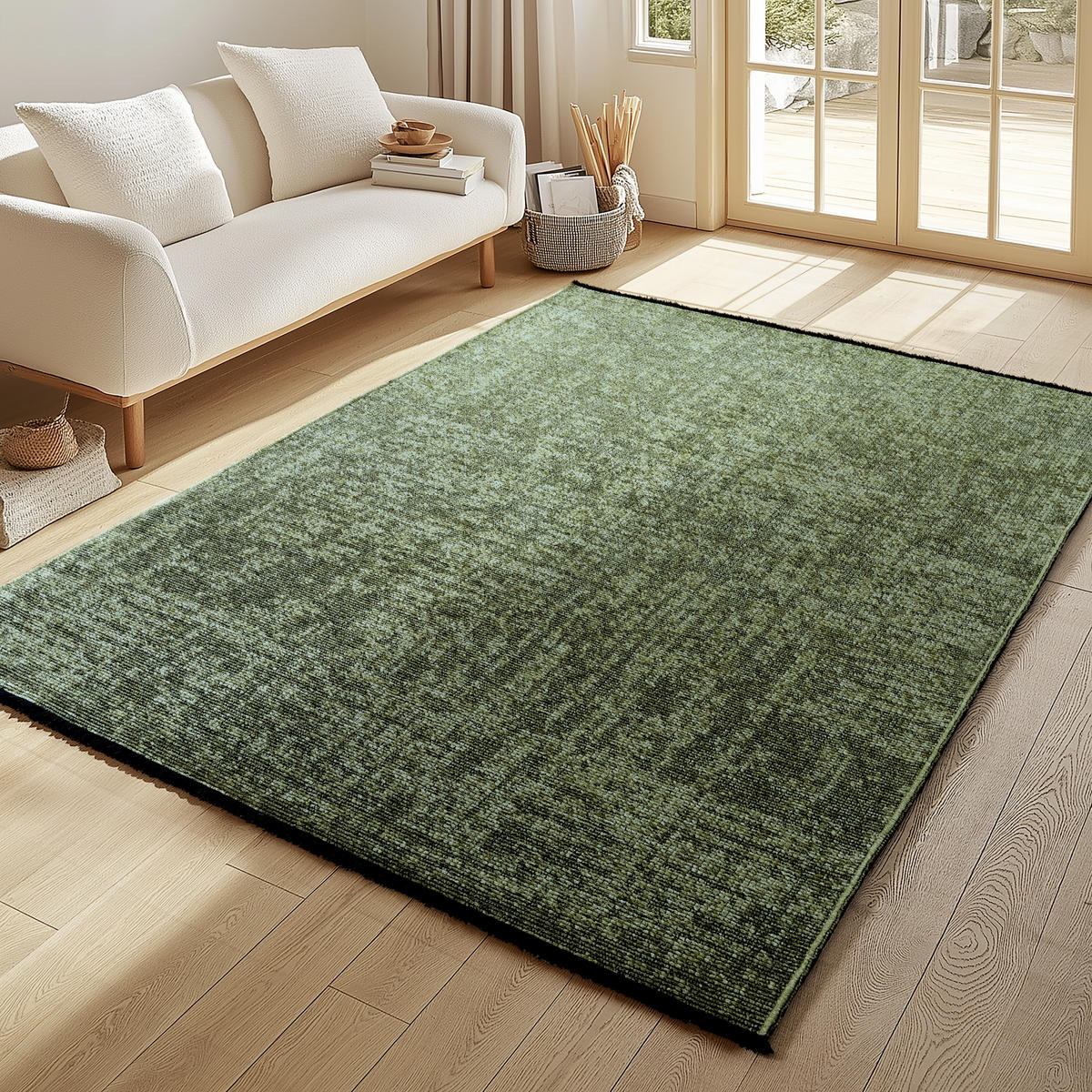 TEPPICH Kurzflor Unicolor Chenille Baumwolle Innen Grün Rechteckig 240x340 - Grün, Textil (240/340cm) - KADIMA DESIGN