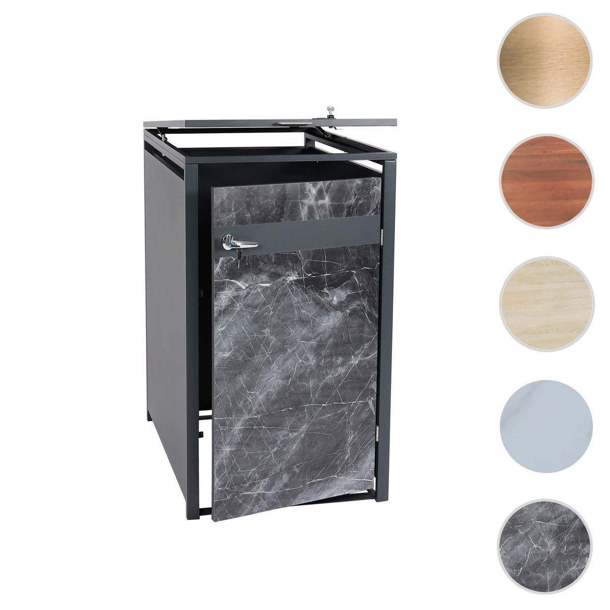 MÜLLTONNENBOX 1er 117x68x80cm Anthrazit Marmor-Optik dunkel - Creme, Metall (68/117/80cm) - PROREGAL
