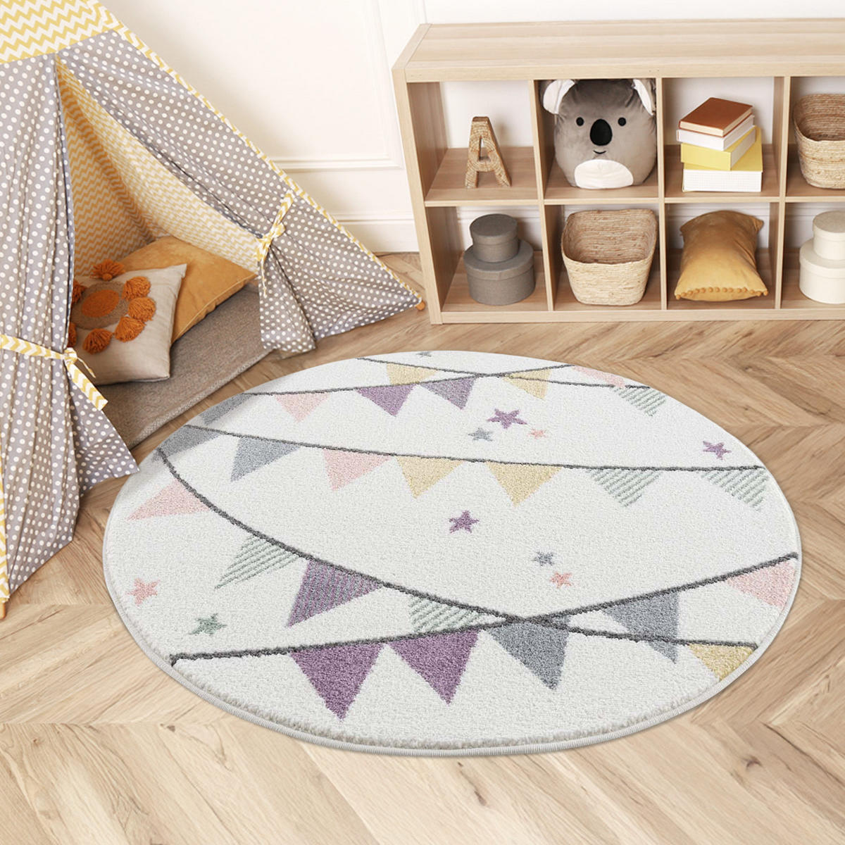 KINDERTEPPICH Anime 9381 Creme 120x120 cm Rund - Creme, Textil (120/120cm) - carpet city