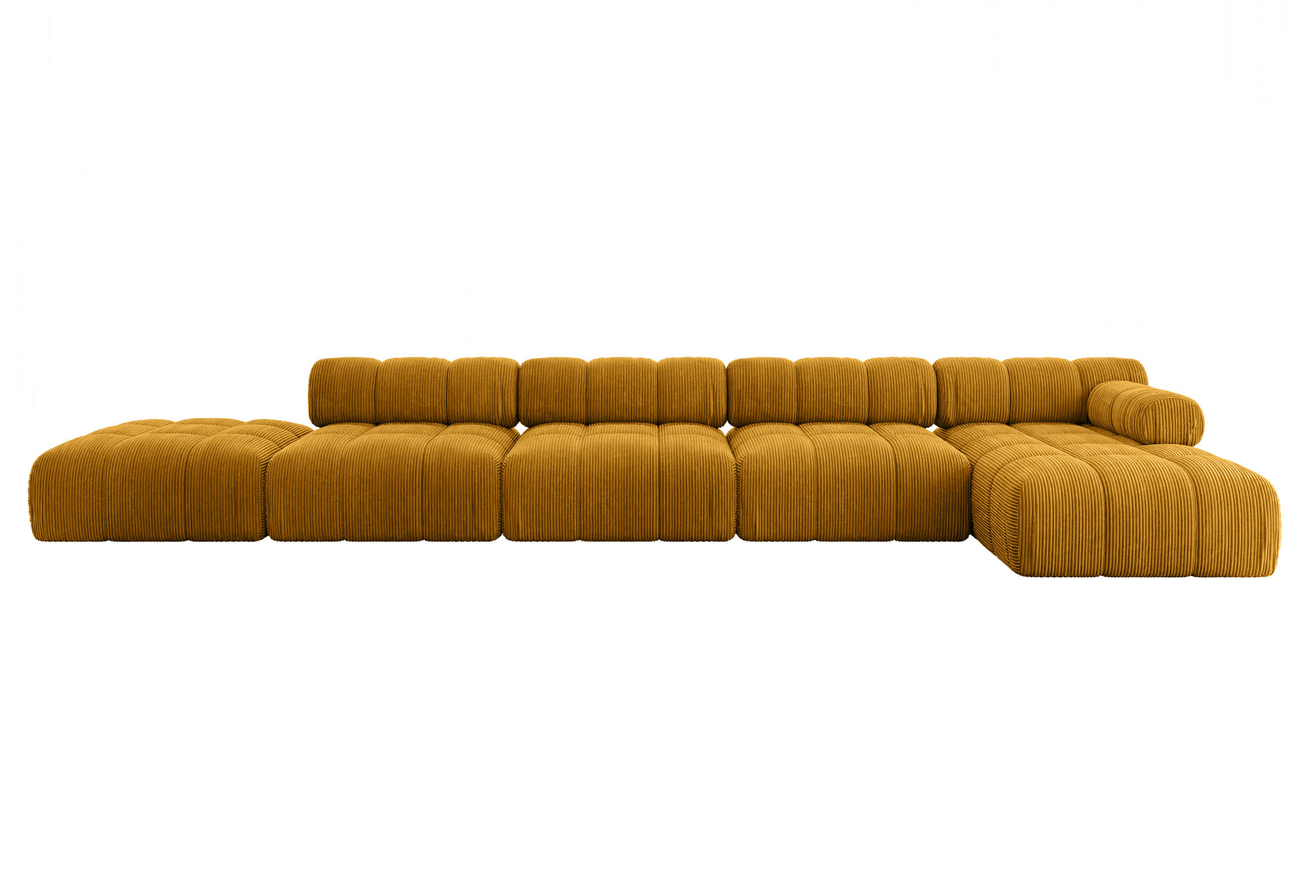 ECKSOFA modulares Sofa Lizur-L3 - 475x160x70 cm Senfgelb Cord - Currygelb, Holzwerkstoff/Textil (475/160cm) - ALTDECOR