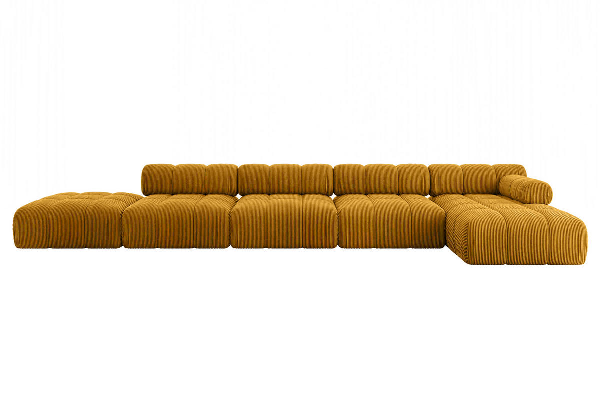ECKSOFA modulares Sofa Lizur-L3 - 475x160x70 cm Senfgelb Cord - Currygelb, Holzwerkstoff/Textil (475/160cm) - ALTDECOR