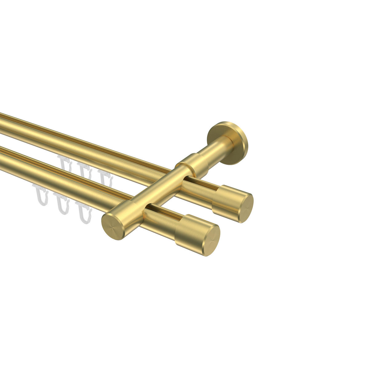 INNENLAUF-GARDINENSTANGEN-SET Prestige Santo 600 cm (geteilt in 3 x 200 cm), 2-läufig, 20 mm Ø Messing-Optik - Messingfarben, Metall (600cm) - INTERDECO