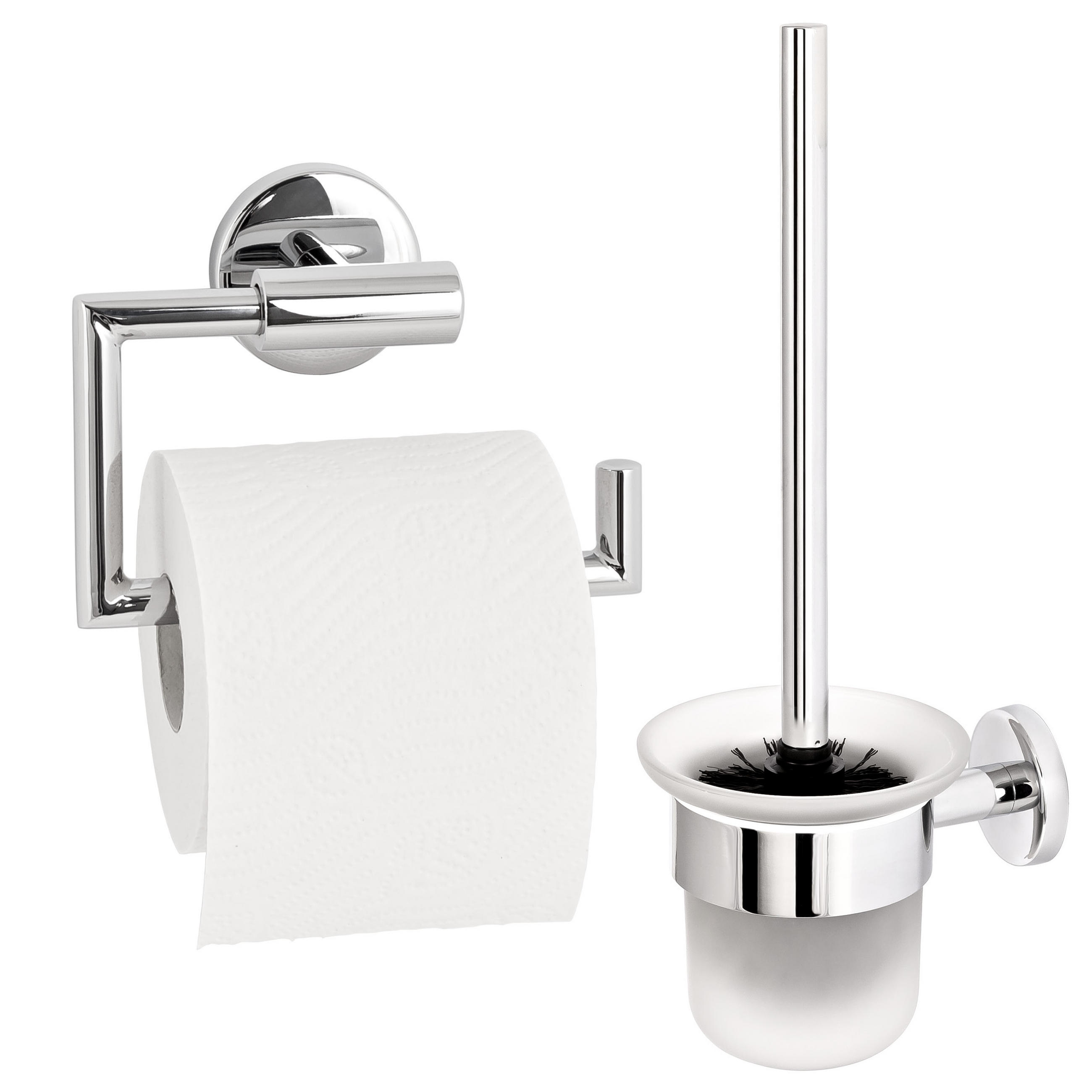 BADEZIMMER-ZUBEHÖR-SET LUCENTE 2tlg., Edelstahl, matt - Chromfarben, Metall (15.5/11/6cm) - bremermann
