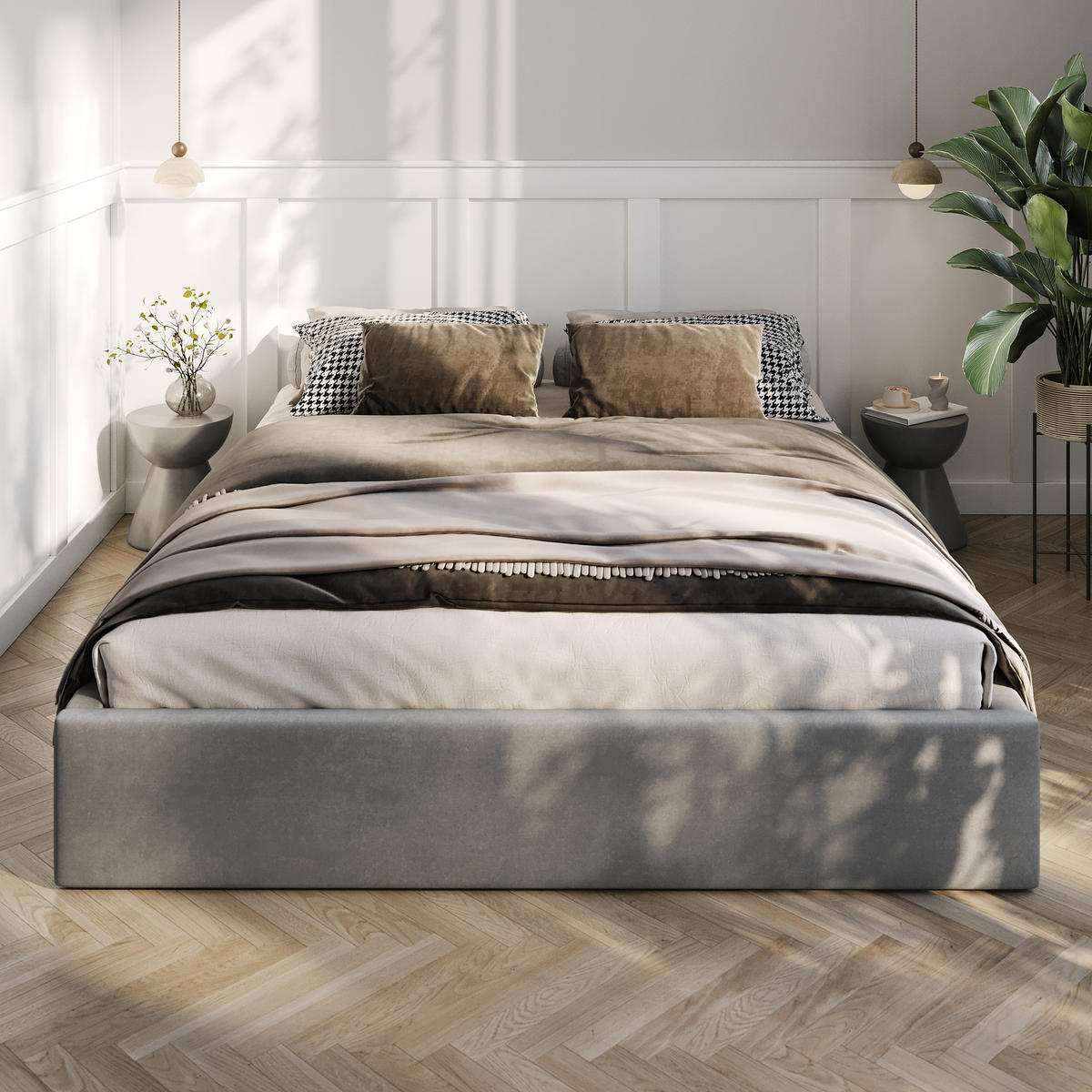 POLSTERBETT 160x200cm Bett mit Stauraum Lattenrost Grau - Grau, Holz/Holzwerkstoff (160/200cm) - Muralo