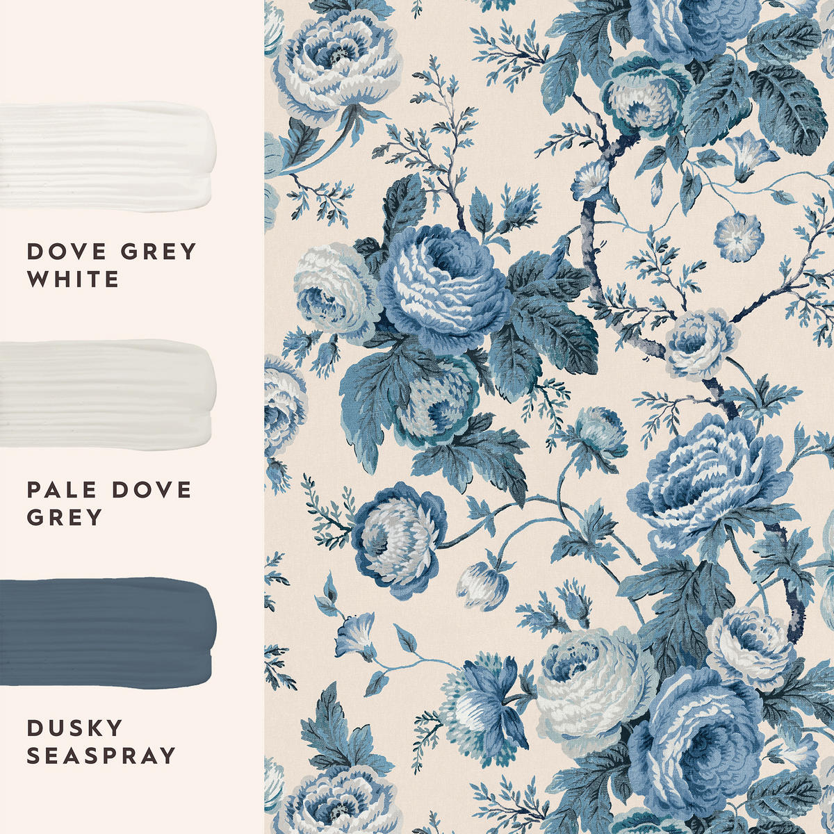 VLIESTAPETE Uffington Roses - Blau, Papier/Kunststoff (52/1000cm) - LAURA ASHLEY