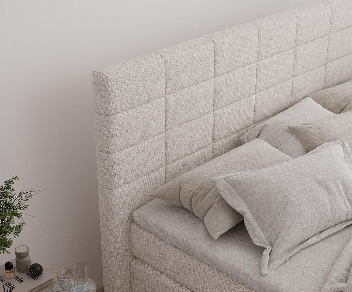 BOXSPRINGBETT Ava Beige 140/200 cm - Beige/Schwarz, Holz/Holzwerkstoff (140/200cm) - Maison de Reve