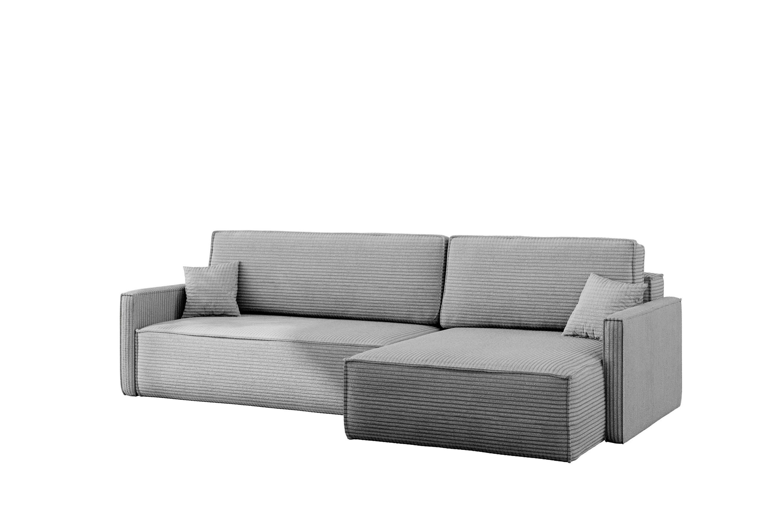SCHLAFSOFA Carlos, Ecksofa L-Form mit schlaffunktion und bettkasten Stoff Poso Silber Rechts - Silberfarben, Holz (250/83/142cm) - Kaiser Möbel