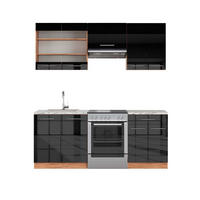 KÜCHENZEILE Fame-Line Anthrazit Hochglanz/Goldkraft Eiche 200 cm AP Marmor - Honigeiche/Anthrazit, Holzwerkstoff (200/81.6/60cm) - Vicco