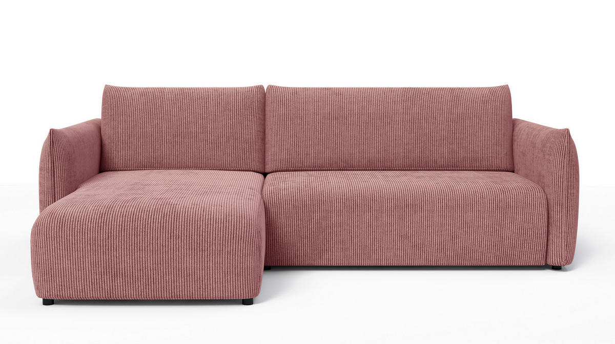 ECKSOFA TAUER 3-Sitzer rechts, altrosa - Schwarz/Altrosa, Holz/Textil (248/173cm) - Courtois Laville