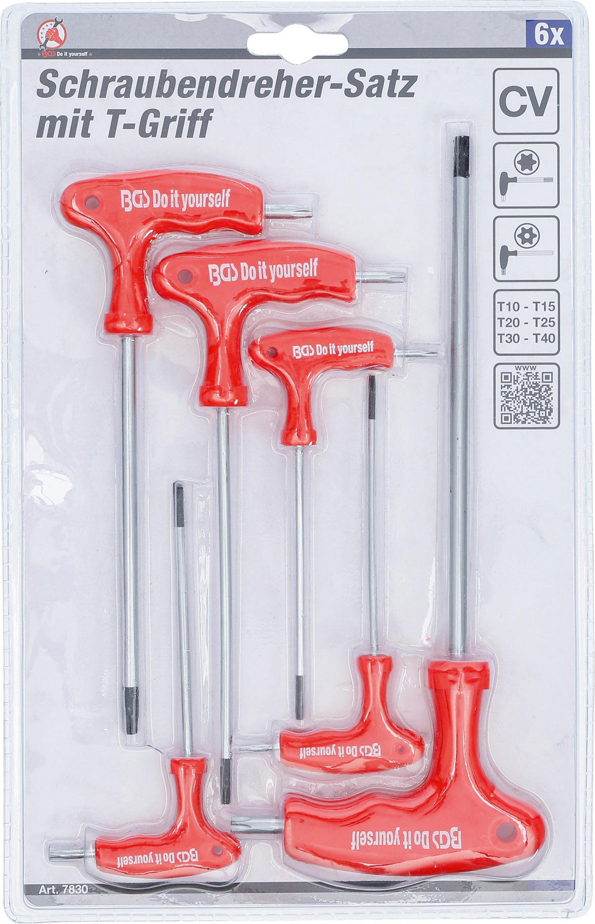 SCHRAUBENDREHER-SATZ MIT T-GRIFF UND SEITLICHER KLINGE | T-PROFIL - Multicolor, Kunststoff/Metall (1/1cm) - BGS technic