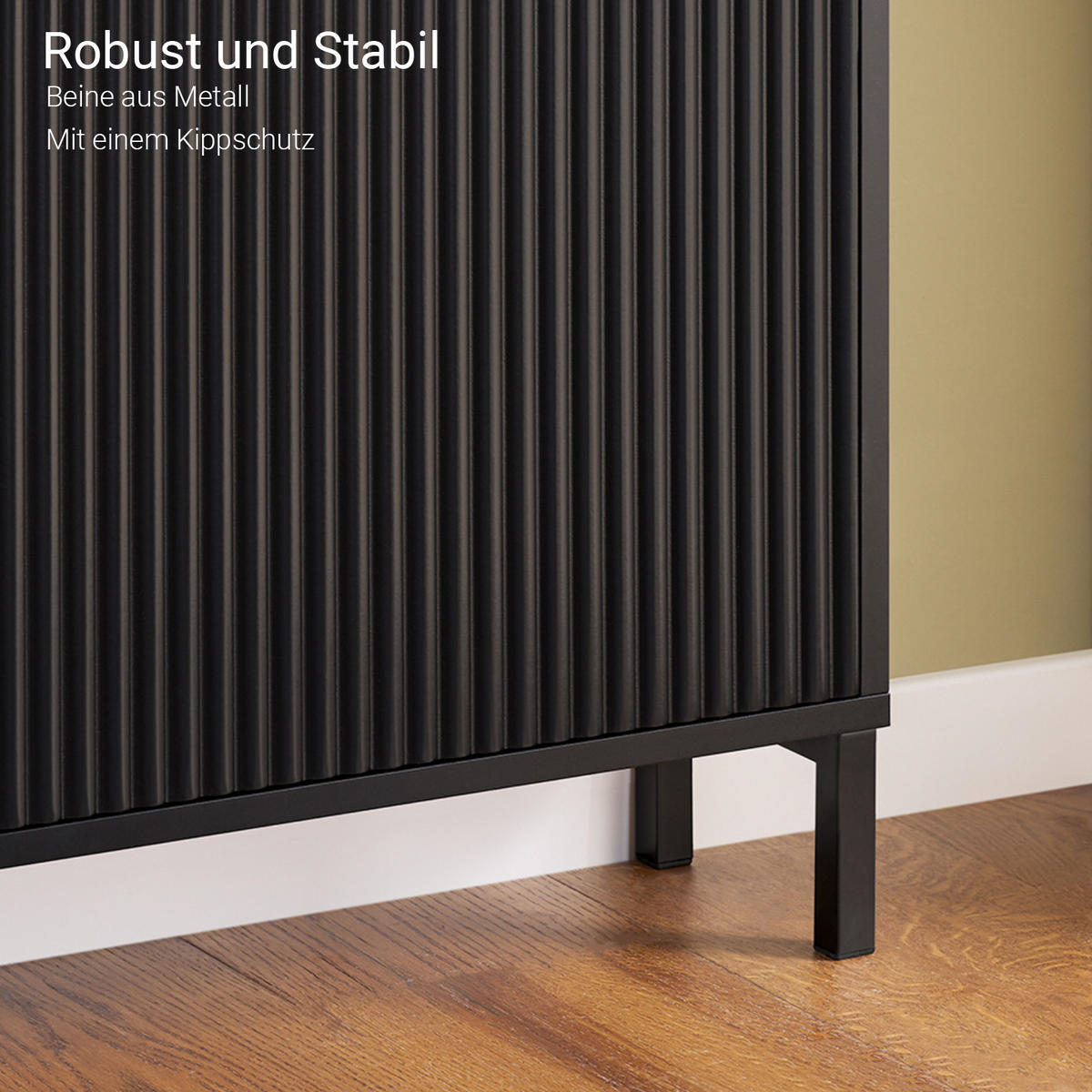 SCHUHSCHRANK mit 4 Klappen schmal 100x91x19cm Schwarz - Schwarz, Holzwerkstoff/Metall (100/91/19cm) - SoBuy