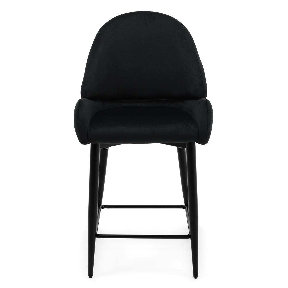 BARHOCKER BERGAMO gepolsterter mit Steppung - schwarz - Samt Velour - Schwarz, Textil/Metall (56/106/61cm) - NEW HOME