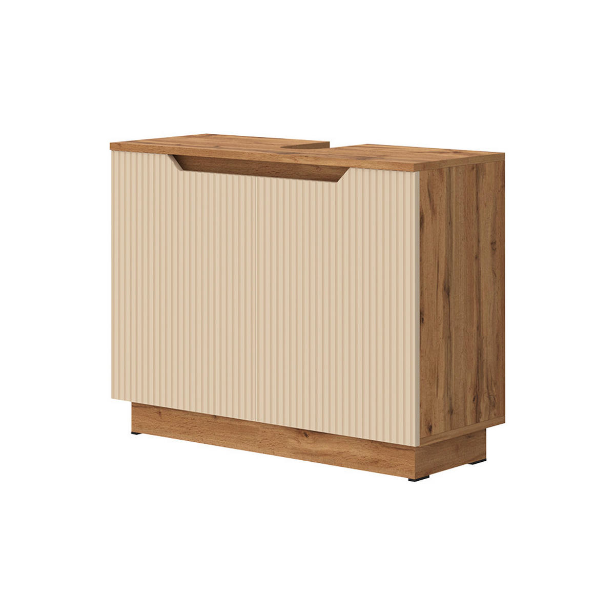 WASCHBECKENUNTERSCHRANK Lotta Eiche/Kaschmir gestreift 79.6 x 62.1 cm mit 2 Türen - Kaschmir/Eichefarben, Holzwerkstoff (79.6/62.1/32cm) - Vicco