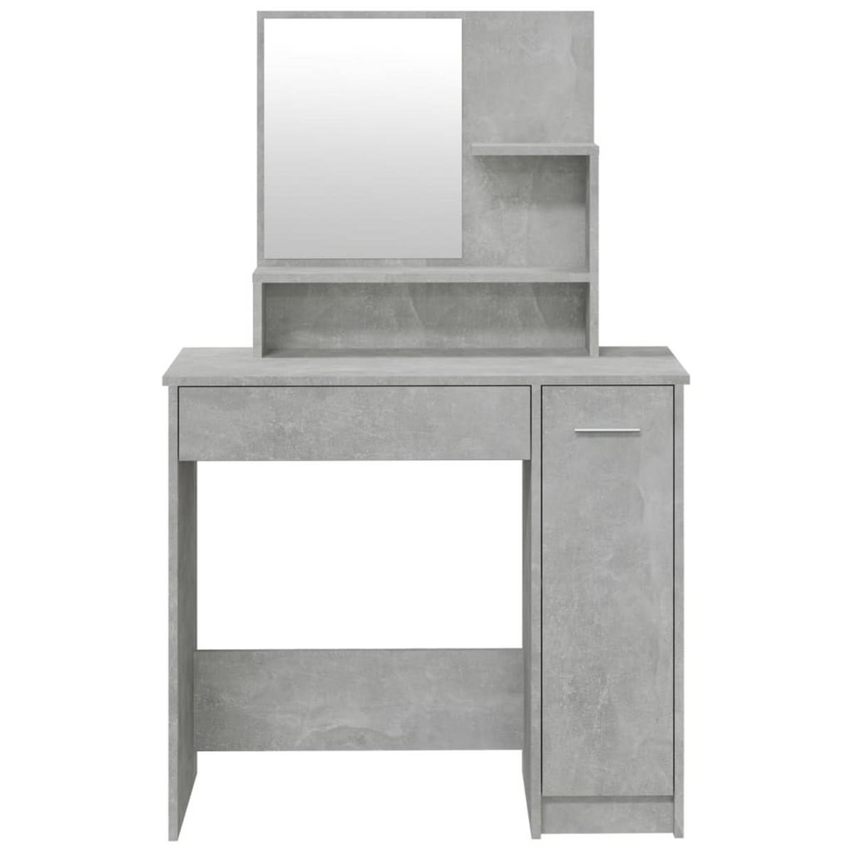 SCHMINKTISCH MIT SPIEGEL BETONGRAU 86,5X35X136 CM - Hellgrau/Grau, Holz (86.5/136/35cm) - vidaXL