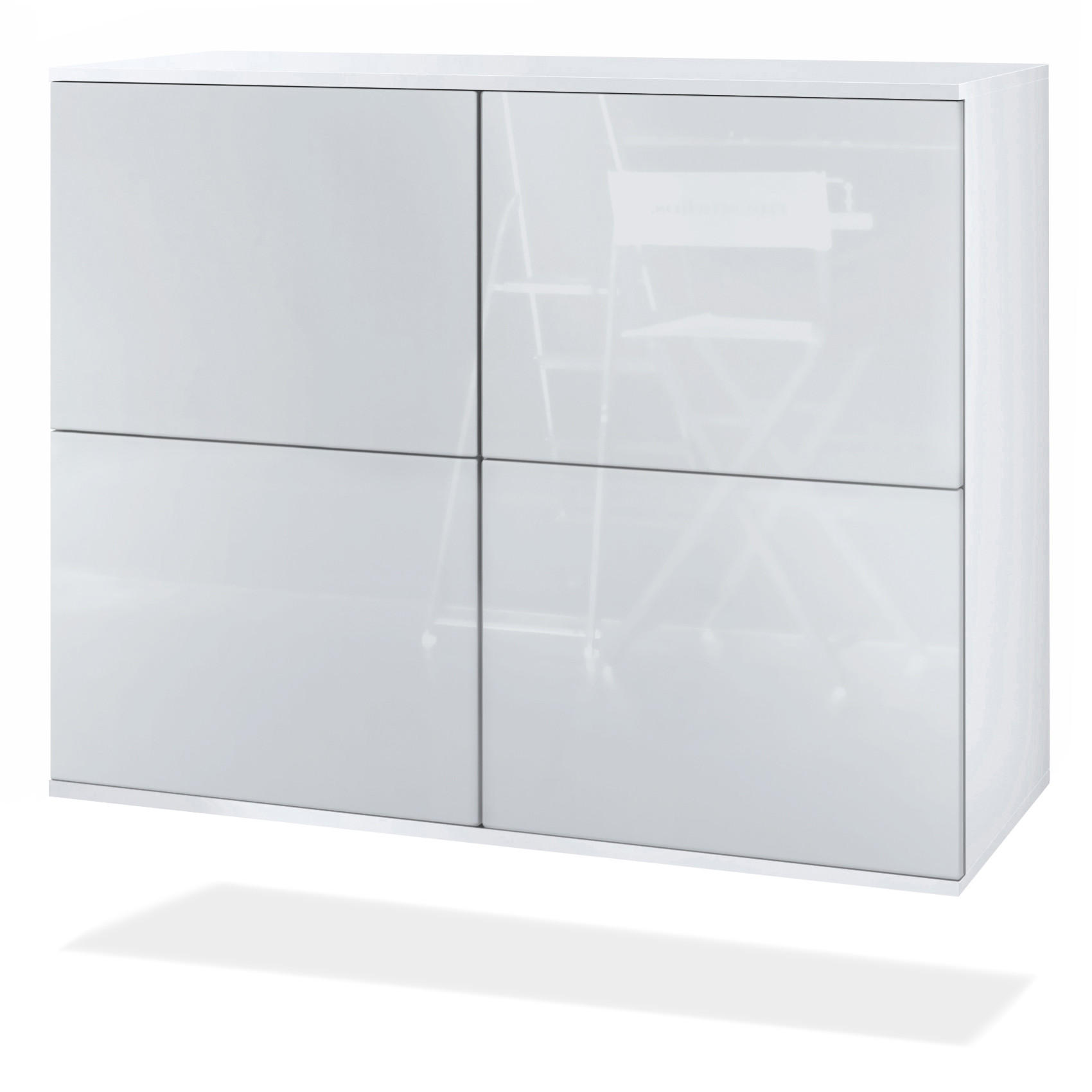 Vladon Kommode Weiß Hochglanz 92.5x73.5x35 cm