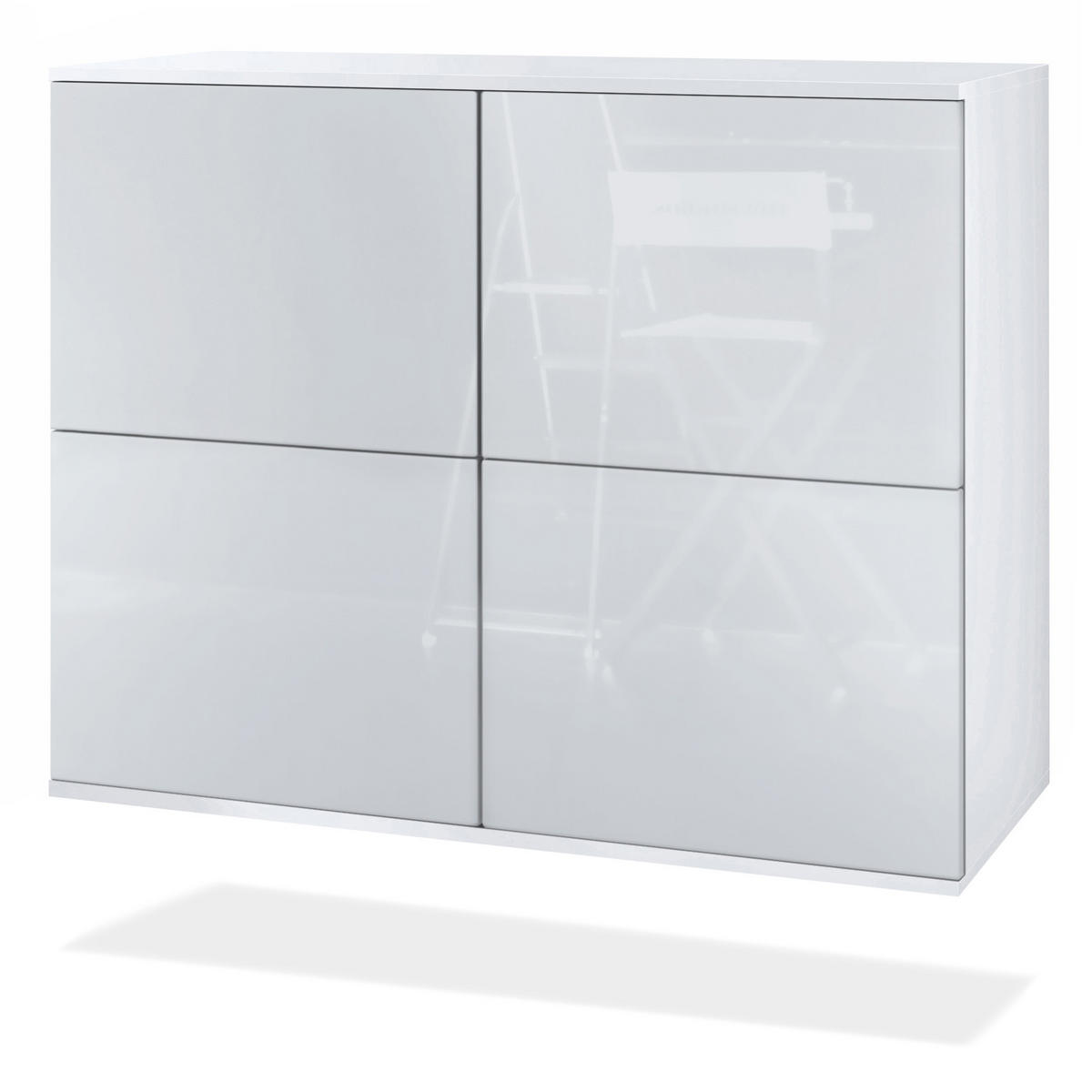 KOMMODE Rova Weiß Hochglanz - Weiß Hochglanz, Holzwerkstoff (92.5/73.5/35cm) - Vladon