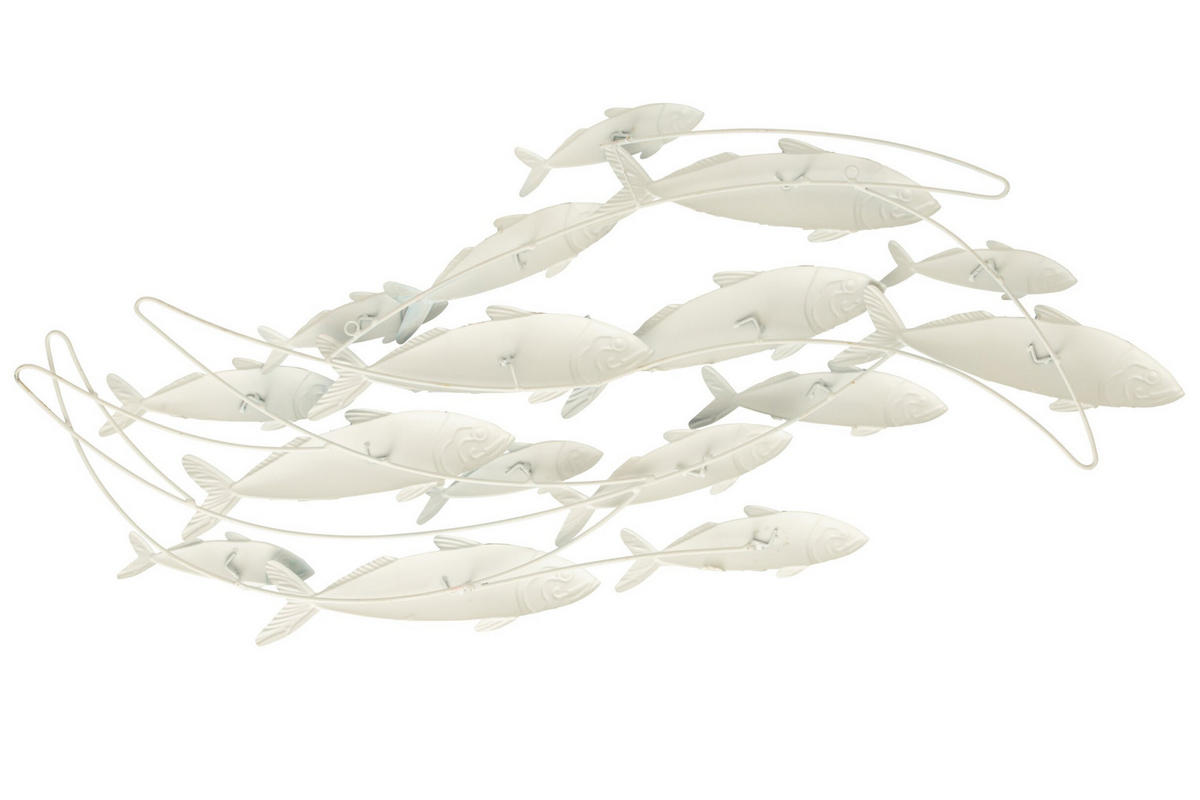 WANDDEKORATION FISCHSCHWARM - Blau, Metall (3.8/52/111cm) - J-Line