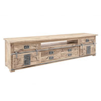 TV-BOARD Mango 240x50x60 whitewash lackiert RAILWAY #356 - Beige, Holz (240/60/50cm) - Massivmoebel24