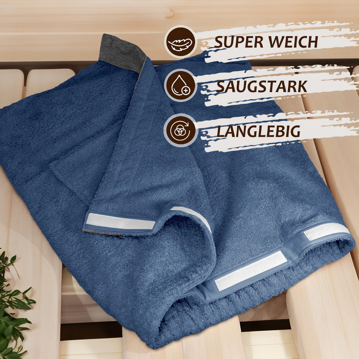 SAUNAKILT Herren Jeansblau, Lima Saunahandtuch mit Klettverschluss - Pastellblau, Textil (140/55cm) - Lashuma