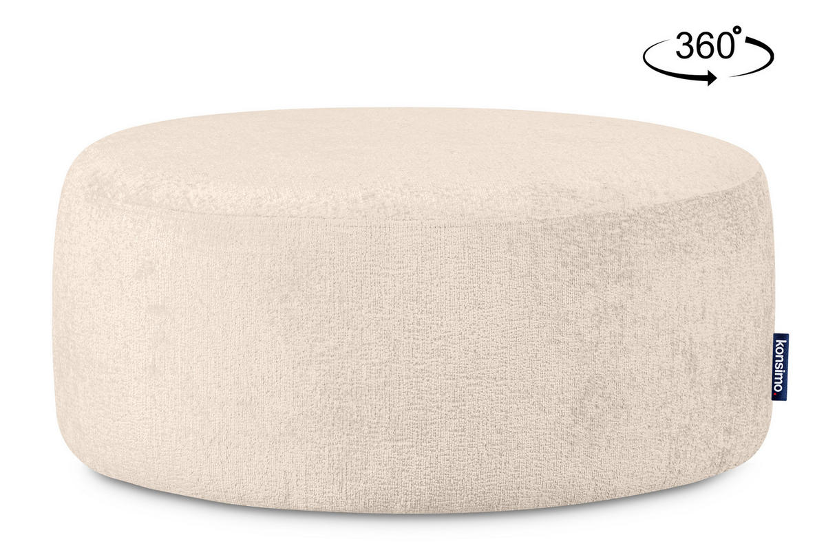 SITZHOCKER RAGGI mit 360° Drehfunktion, Ecru - Ecru, Textil (80/36/80cm) - KONSIMO®