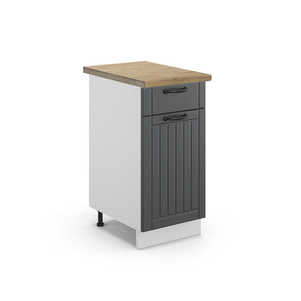 KÜCHENUNTERSCHRANK Fame-Line Anthrazit Landhaus 40 cm, AP Eiche - Dunkelgrau/Anthrazit, Holzwerkstoff (40/82/60cm) - Vicco