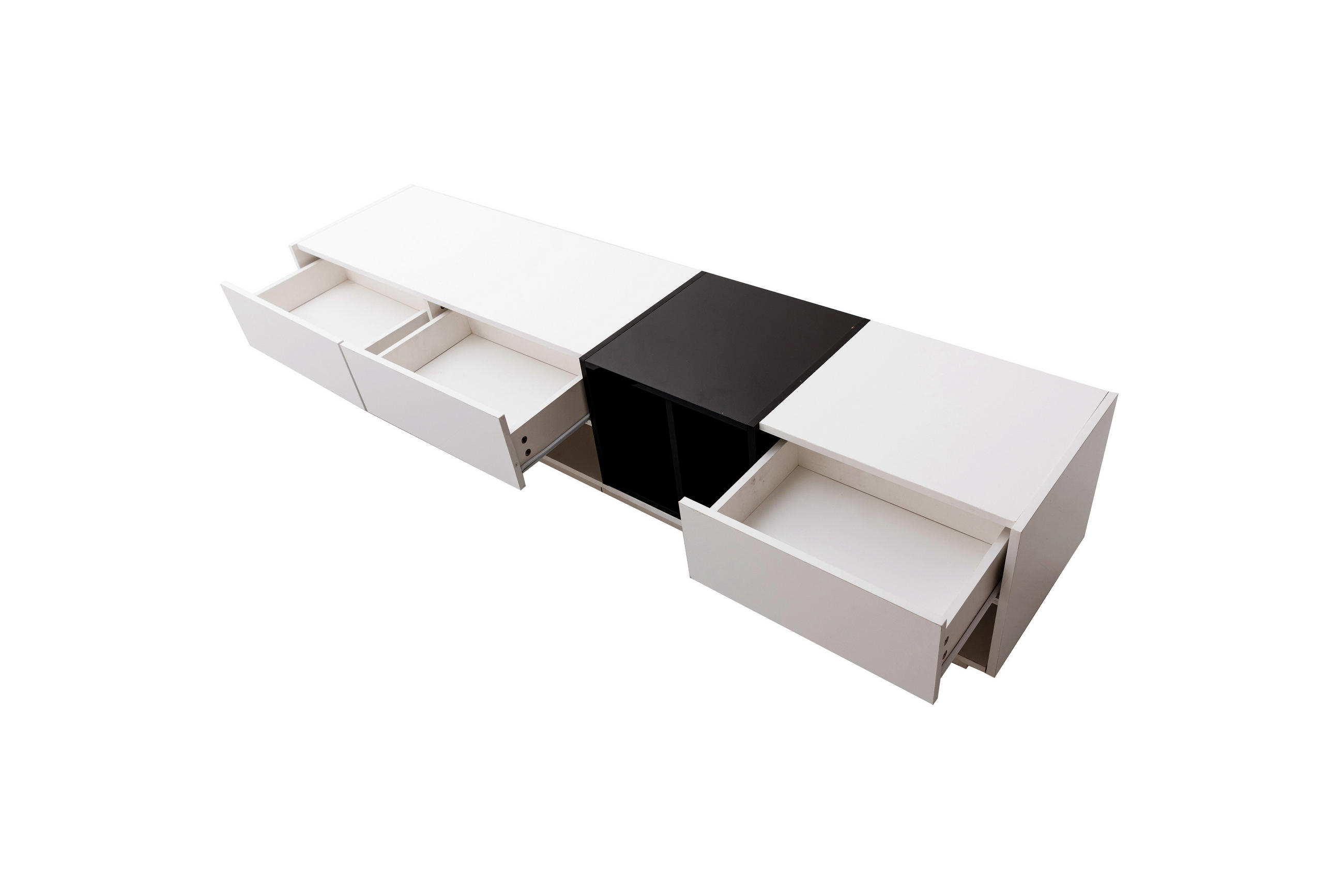 TV-ELEMENT190X40X42CM HochglanzWeißSchwarz Modernes Lowboard mit Schubladen - Weiß, Holz (51/26/63cm) - Raelunyi