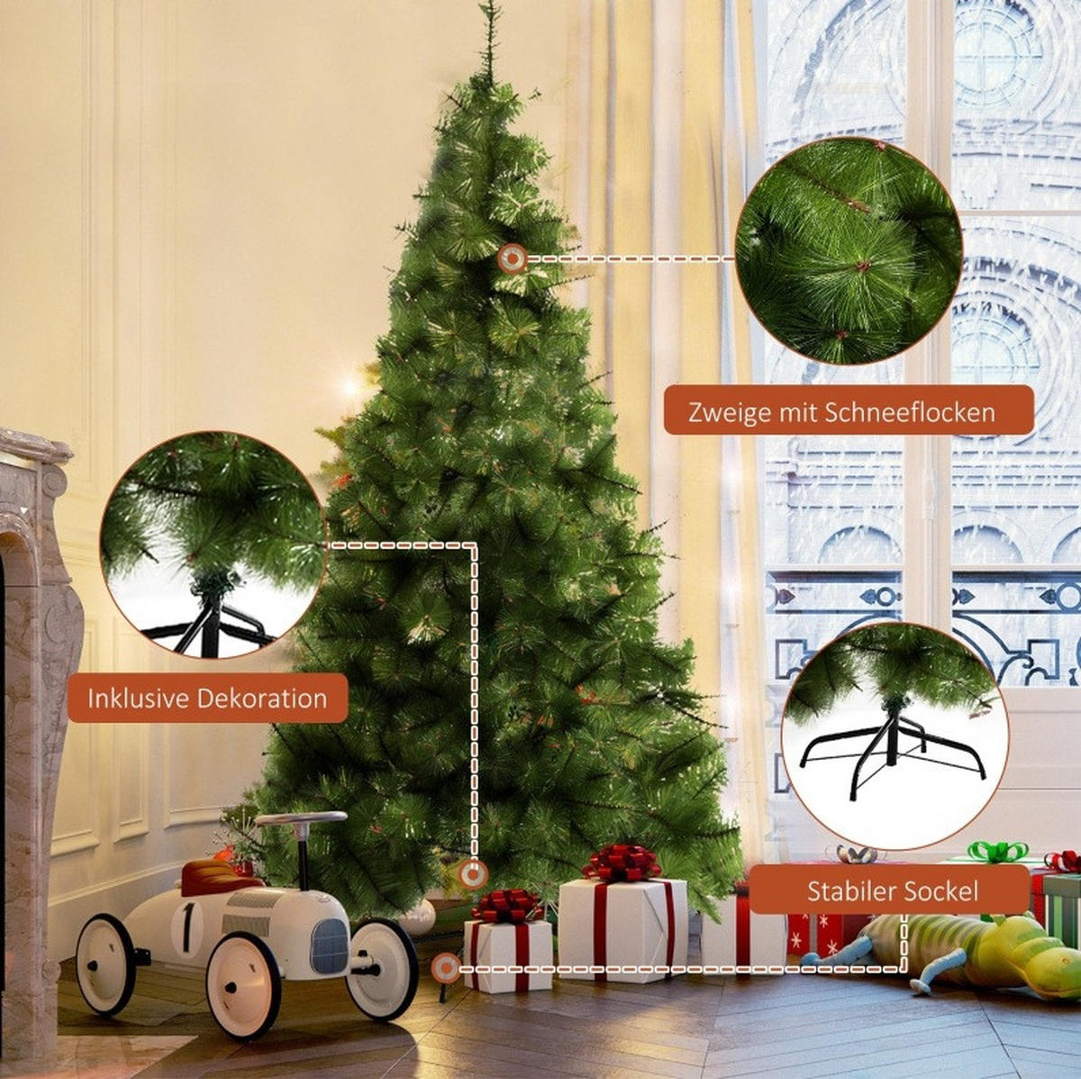 WEIHNACHTSBÄUME 90/90/210 cm grün aus Metall mit 505 Spitzen - Grün, Metall (210cm) - OKWISH