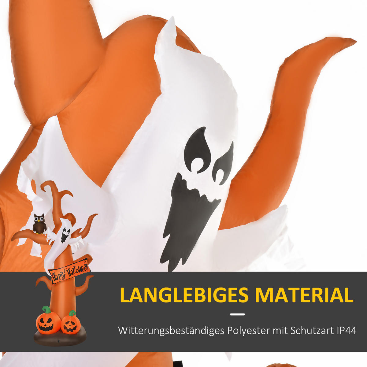 HALLOWEEN AUFBLASBARER BAUM, Braun, Polyester - Braun, Kunststoff (107/274/156cm) - HOMCOM