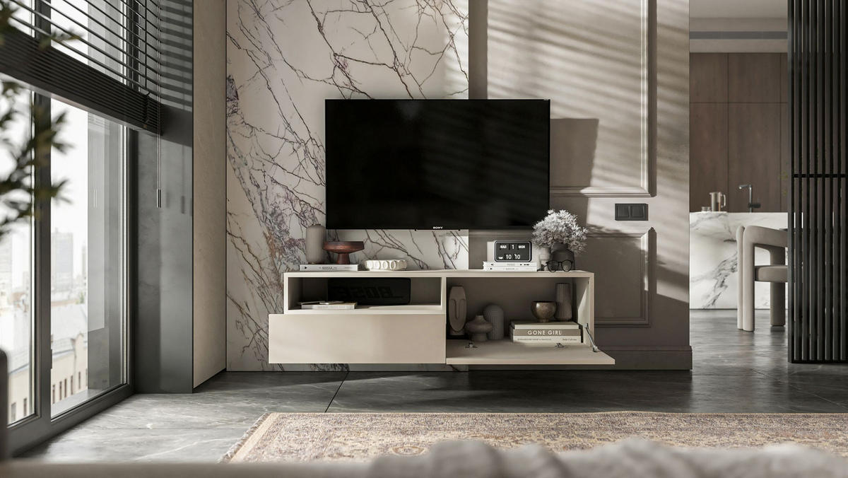TV-SCHRANK Enjoy Kaschmir matt Schublade 120 cm - Kaschmir, Holzwerkstoff (120/30/35cm) - Meble Lindner