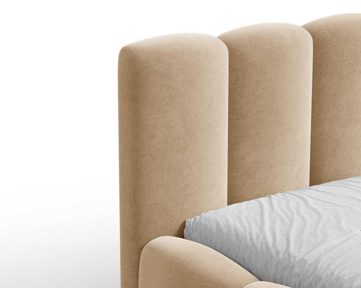 POLSTERBETT 18 - 160x200 cm – Riviera – Gepolstertes Bett mit Metall-Lattenrost - Beige, Holz (160/200cm) - ROYAL24_MARKT