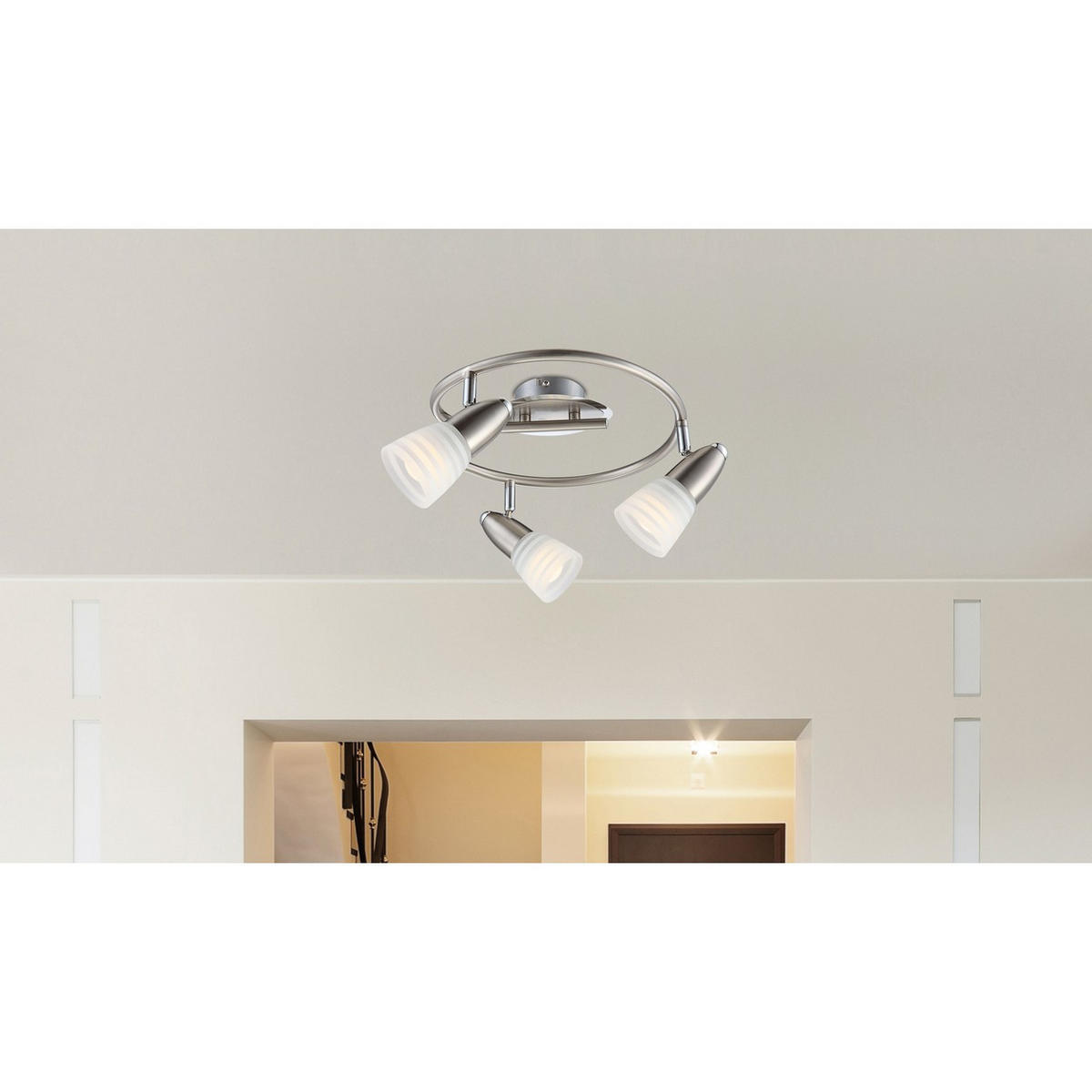 LED DECKENLEUCHTE Metall Silber Schwenkbar - Silberfarben, Glas (29/29/16cm) - Globo Lighting