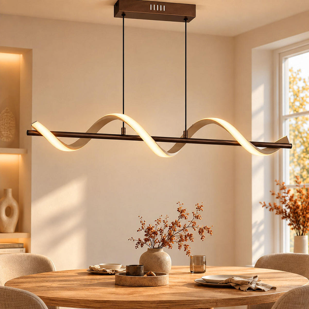 LED HÄNGELEUCHTE SPIRO Metall Beige matt - Beige, Metall (80/15.5/120cm) - Globo Lighting