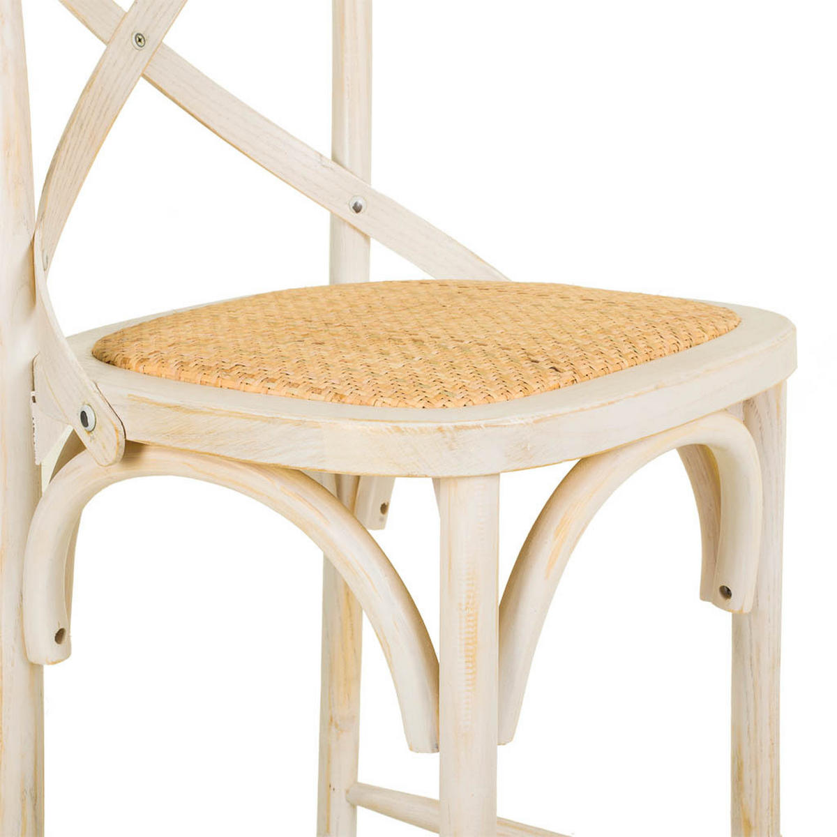 HOCKER aus Holz und Rattan, weiß, 45x53x75cm - Weiß, Holz (45/116/53cm) - Wanderlust