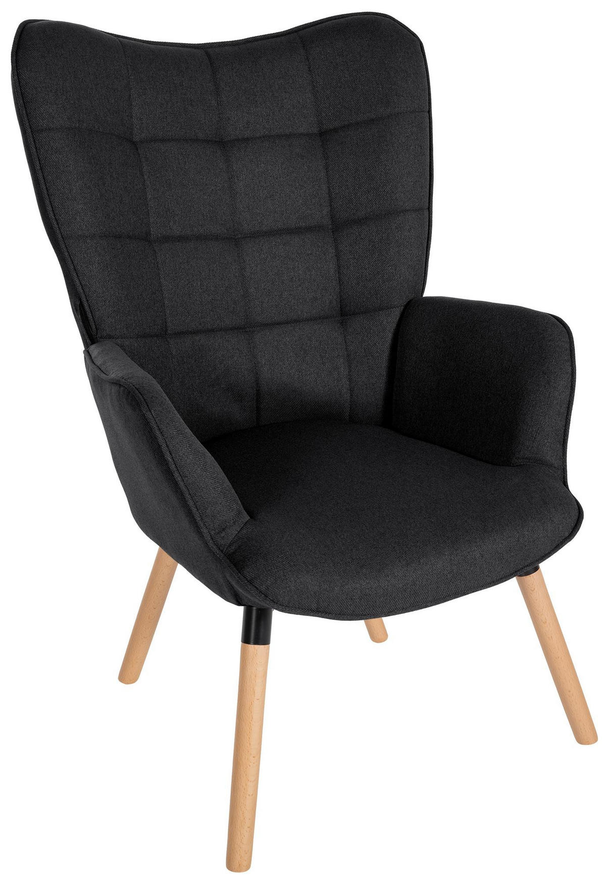 SESSEL Stoff schwarz - Eukalyptusholzfarben/Schwarz, Holz/Textil (68/101/73cm) - CLP