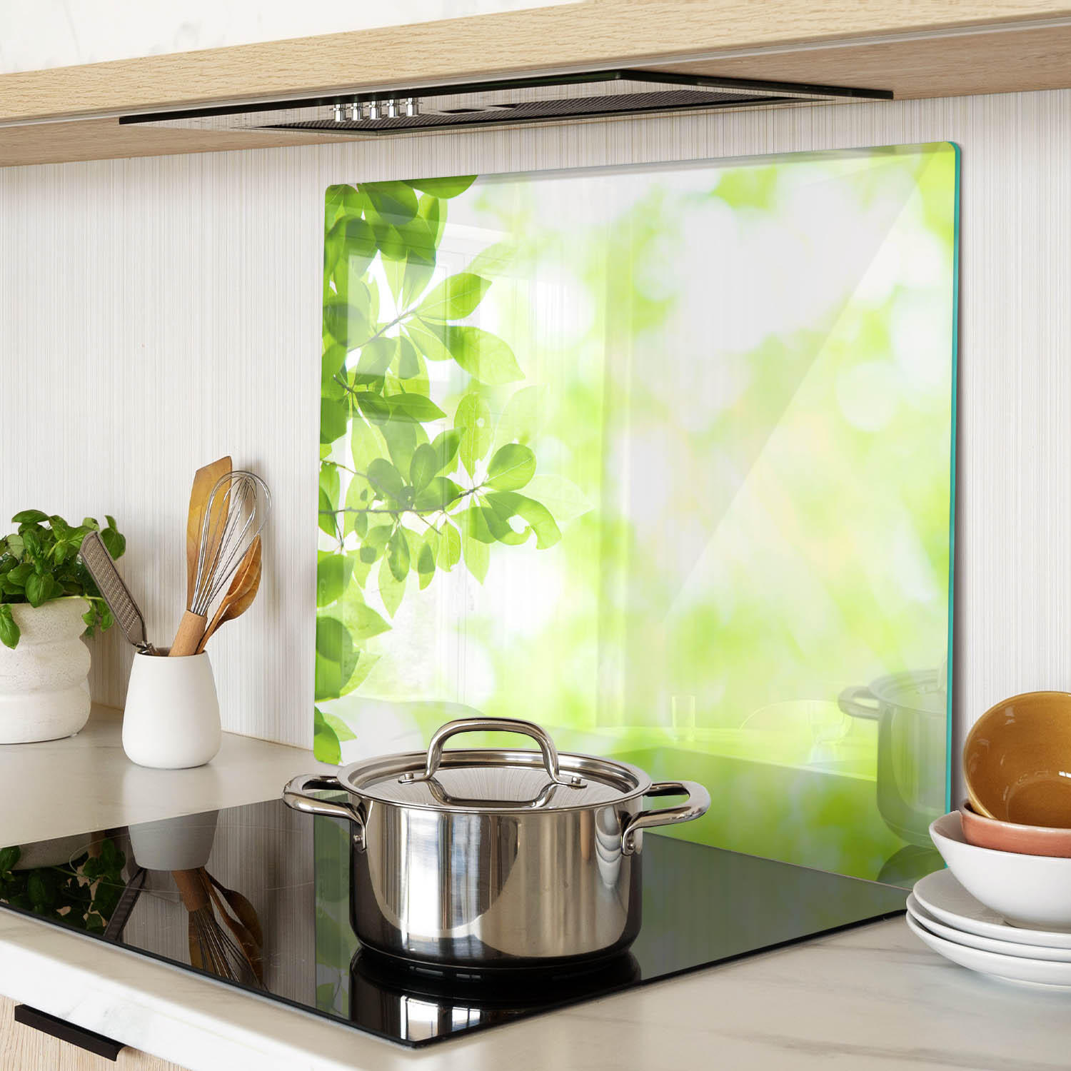 GLASPLATTE 60x52 cm Blätter - Grün, Glas (60/0.4/52cm) - TULUP