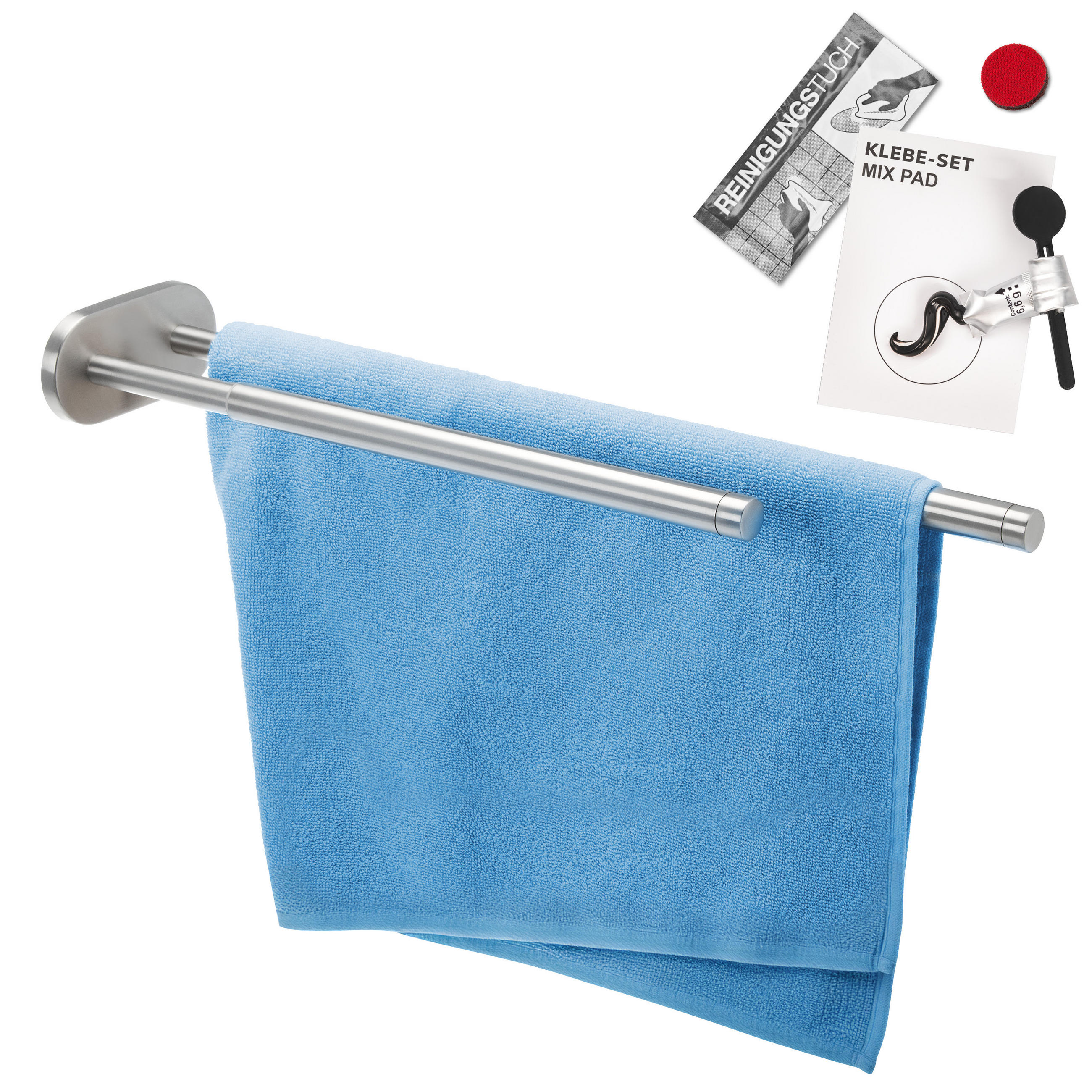 ELUNO Handtuchhalter aus Edelstahl, matt schwarz - Edelstahlfarben, Metall (6/6/50cm) - bremermann