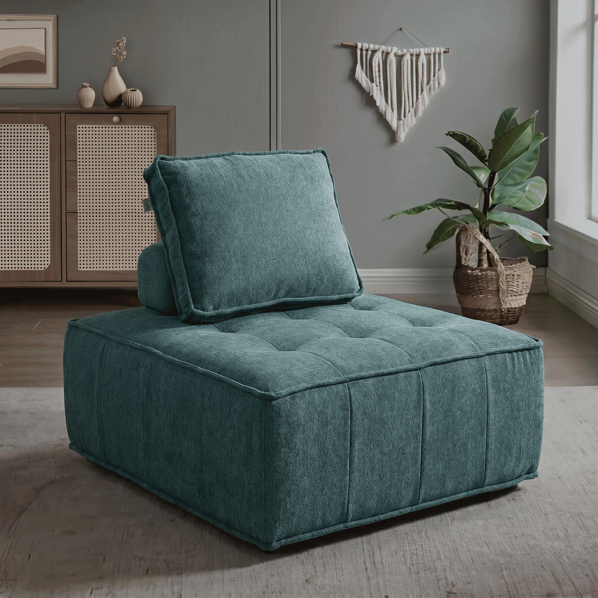 SESSEL Zen Salbei 1-Sitzer - Salbeigrün, Textil (100/75/100cm) - COCO Living