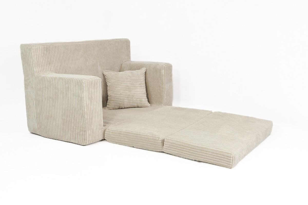 KINDERSOFA aus Kuschel-Cord in Beige - Beige, Textil (83/47/43cm) - Fortisline