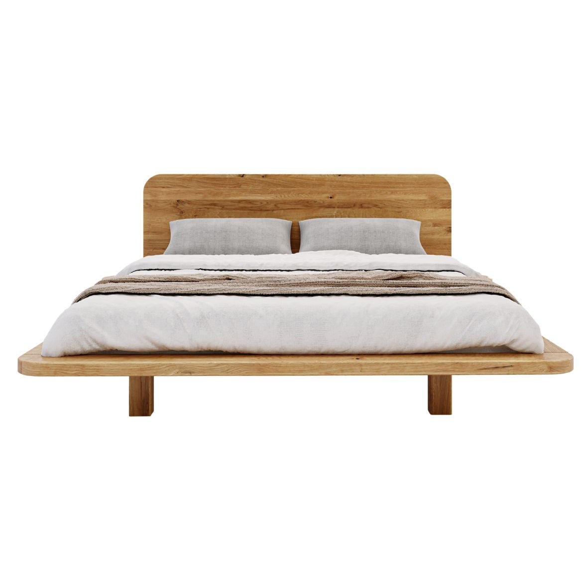 MASSIVHOLZBETT Japandic 180/200, schwebende Optik, Eiche - lackiert, Naturfarben - Eichefarben, Eichenholz/Holz (180/200cm) - Visby