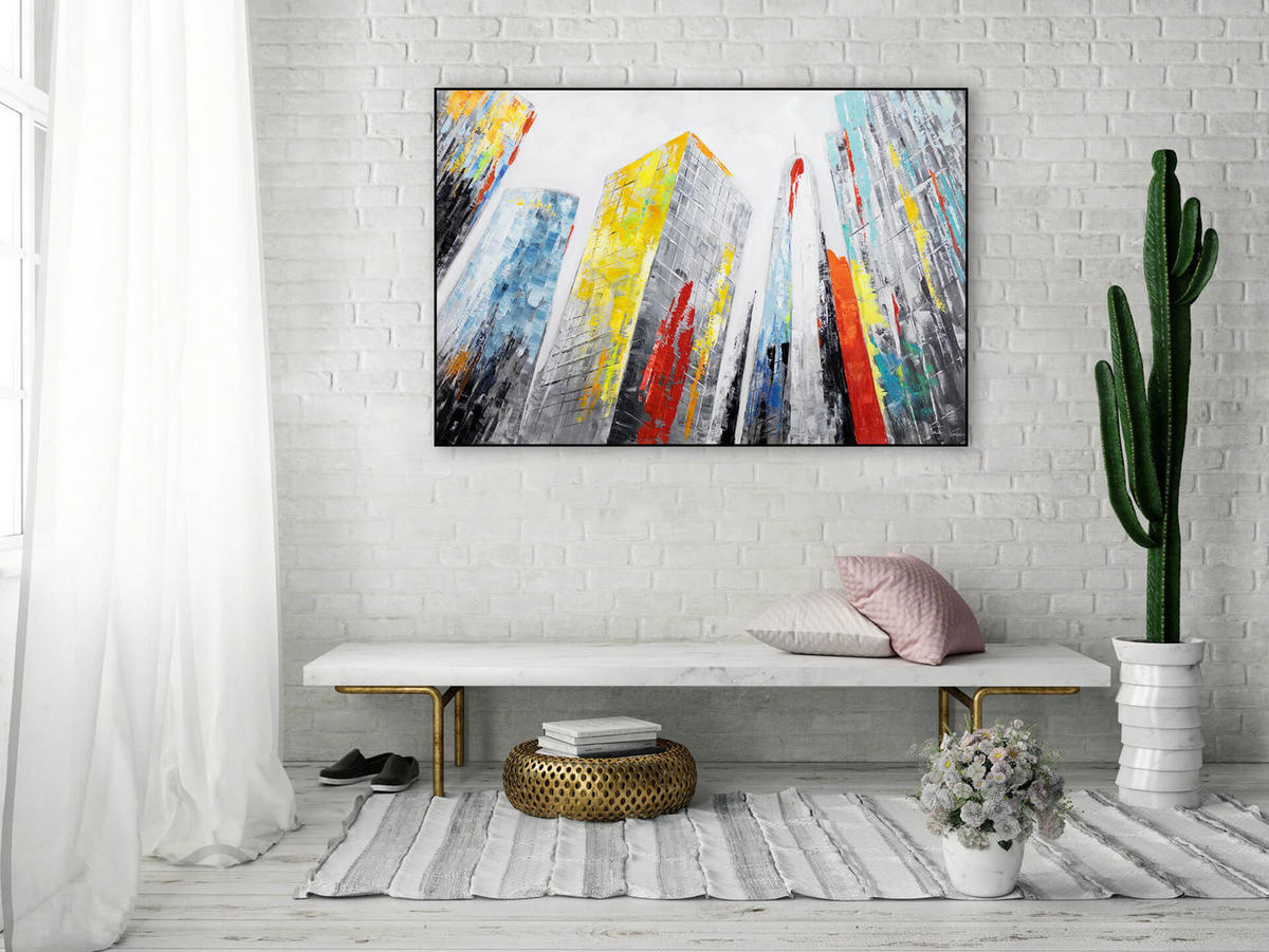 ACRYLBILD HANDGEMALT 120/80 cm - Multicolor/Grau, Holz/Textil (1.7/80cm) - KUNSTLOFT