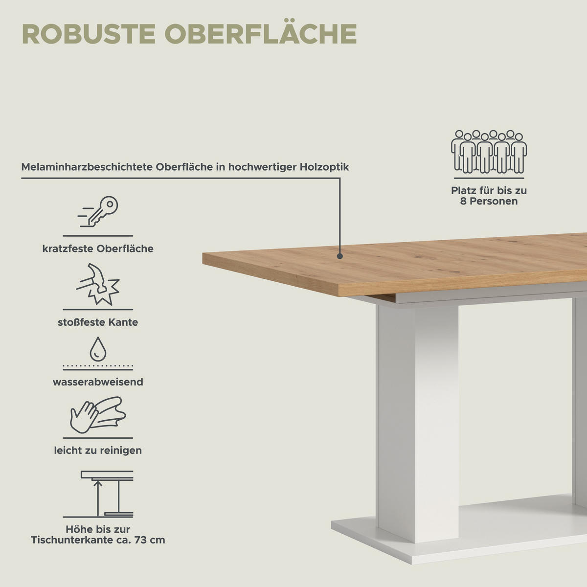 ESSTISCH MOTION (B/H/T: ca. 150/76/90 cm) in Weiß/Artisan Oak Nachbildung - Weiß, Holzwerkstoff (90/150/76cm)
