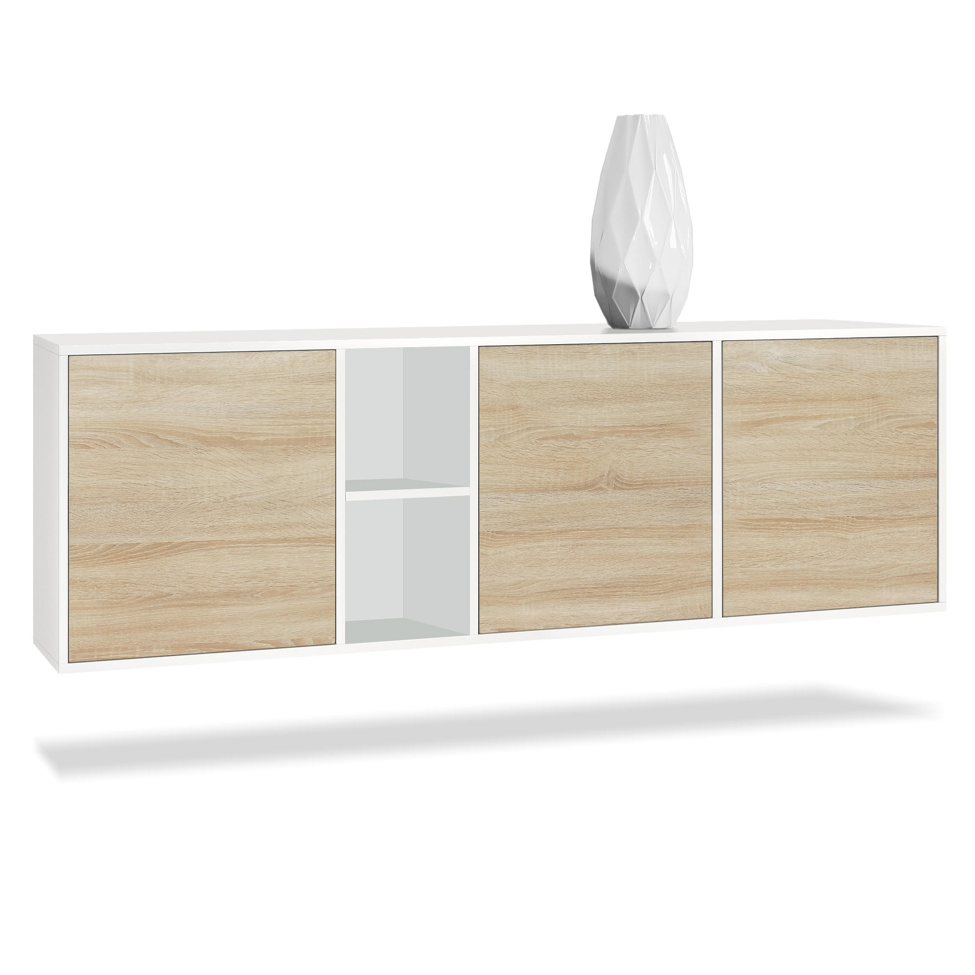 SIDEBOARD Cuba Türen in Eiche sägerau - Eiche San Remo, Holzwerkstoff (182/53/35cm) - Vladon