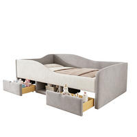 POLSTERBETT 90/190 cm in Grau mit 2 Schubladen, offenem Stauraum und Schuhfach aus Samt im Colorblock-Design - Grau, Holzwerkstoff/Textil (90/190cm) - STILVORA